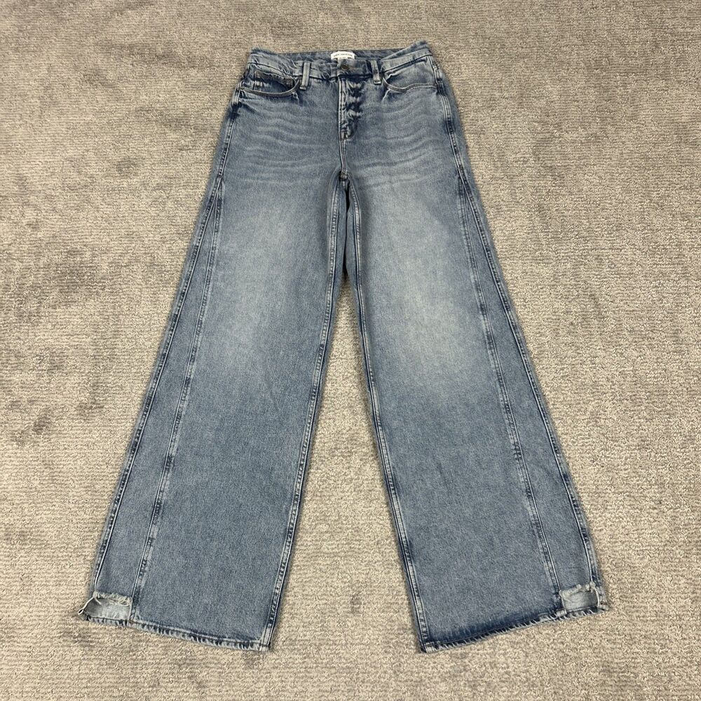 Good American Jeans Womens 4 27x33 Palazzo Seamed Wide Leg Blue Denim